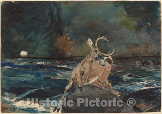 Art Print : Winslow Homer, A Good Shot, Adirondacks, 1892 - Vintage Wall Art