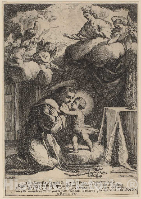 Art Print : Giovanni Battista Mercati, Saint Anthony of Padua - Vintage Wall Art