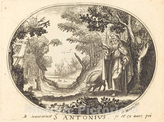 Art Print : Balthasar Moncornet, Saint Anthony - Vintage Wall Art