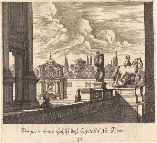 Art Print : KÃ¼sel After Johann Wilhelm Baur, Capitoline, Rome, 1681 - Vintage Wall Art