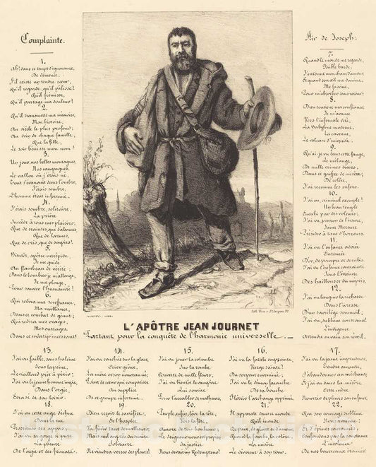 Art Print : Gustave Courbet, The Apostle Jean Journet Setting Out for The Conquest of Universal Harmony, 1850 - Vintage Wall Art
