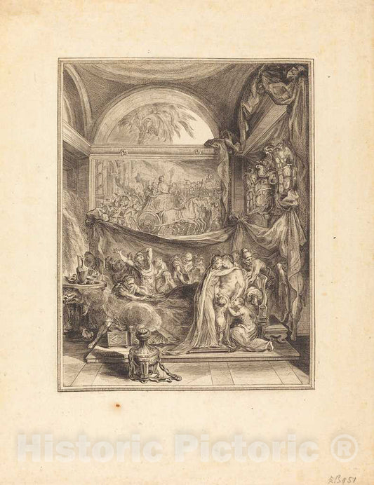 Art Print : Gabriel Jacques de Saint-Aubin, La Mort de Germanicus - Vintage Wall Art