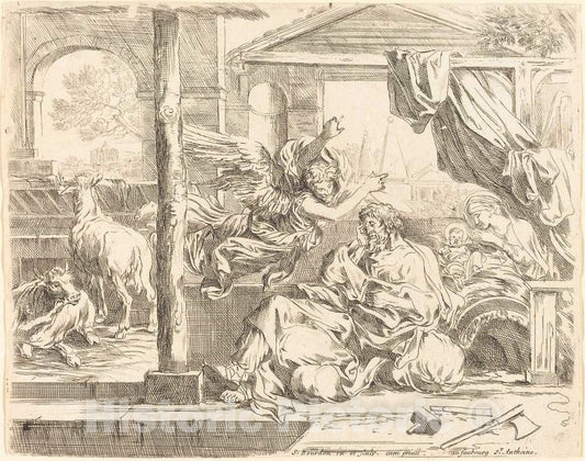 Art Print : SÃ©bastien Bourdon, Saint Joseph's Dream - Vintage Wall Art