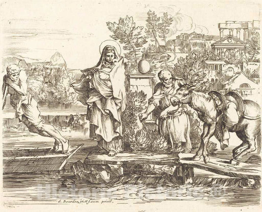 Art Print : SÃ©bastien Bourdon, The Holy Family Preparing to Embark - Vintage Wall Art