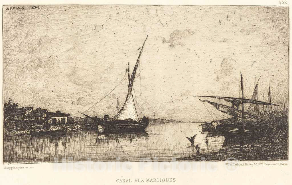 Art Print : Adolphe Appian, Canal aux Martiques - Vintage Wall Art