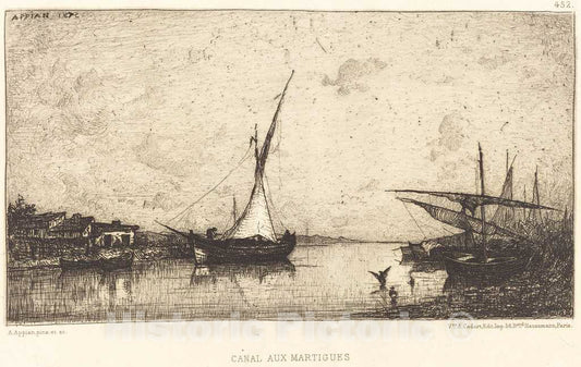 Art Print : Adolphe Appian, Canal aux Martiques - Vintage Wall Art