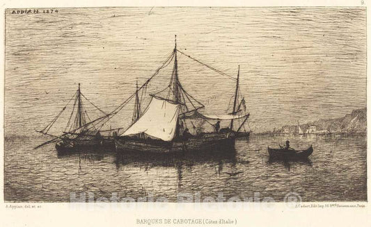 Art Print : Adolphe Appian, Barques de Cabotage - Vintage Wall Art