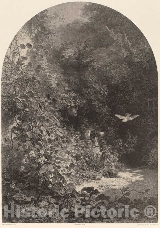 Art Print : Karl Bodmer, Un Coin de Jardin - Vintage Wall Art