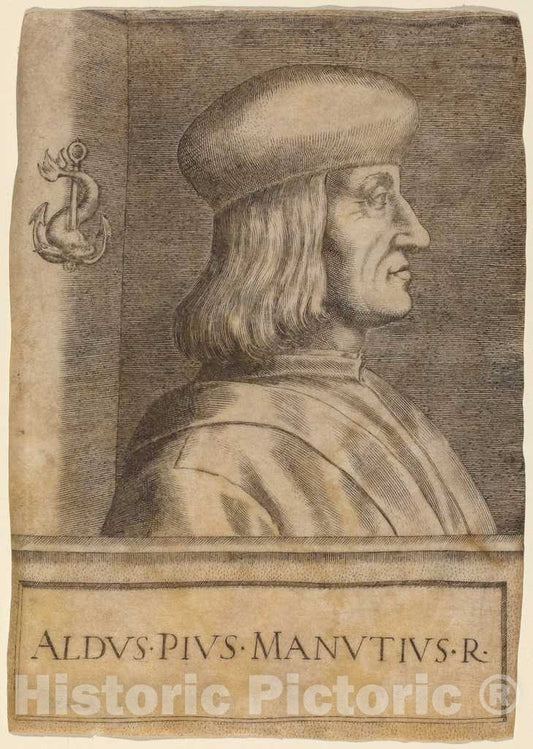 Art Print : Giulio Campagnola, Aldus Pius Manutius - Vintage Wall Art