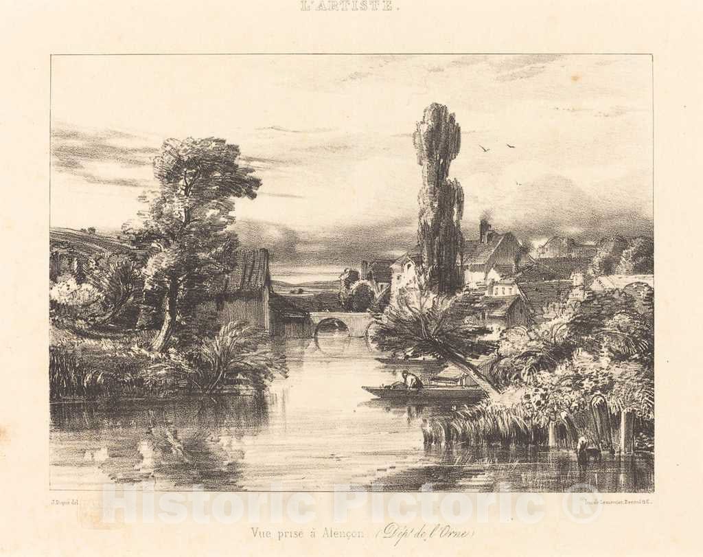 Art Print : Jules DuprÃ©, View at AlenÃ§on (Vue Prise Ã  AlenÃ§on), 1839 - Vintage Wall Art