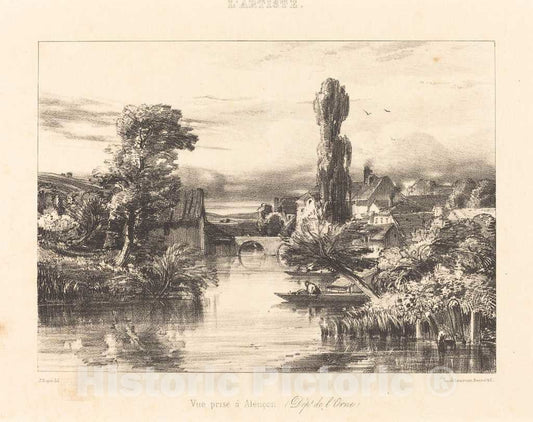 Art Print : Jules DuprÃ©, View at AlenÃ§on (Vue Prise Ã  AlenÃ§on), 1839 - Vintage Wall Art