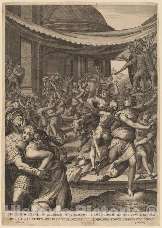 Art Print : Sadeler II After Calvaert, The Rape of The Sabines - Vintage Wall Art