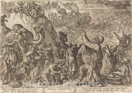 Art Print : Antonio Tempesta, Pharaoh's Army Drowns in The Red Sea, 1613 - Vintage Wall Art