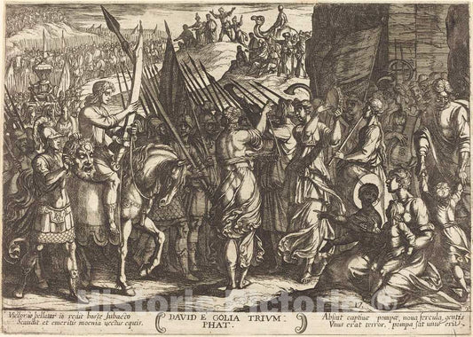 Art Print : Antonio Tempesta, The Triumph of David Over Goliath, 1613 - Vintage Wall Art