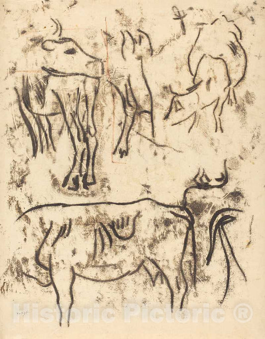 Art Print : Paul Gauguin, Animal Studies, c.1902 - Vintage Wall Art