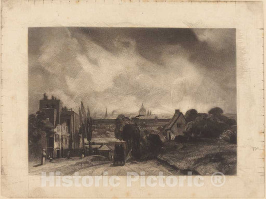 Art Print : Lucas After Constable, Sir Richard Steele's Cottages, 1845 - Vintage Wall Art