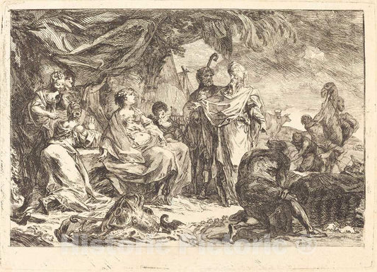 Art Print : Gabriel Jacques de Saint-Aubin, Laban cherchant SES dieux, 1753 - Vintage Wall Art