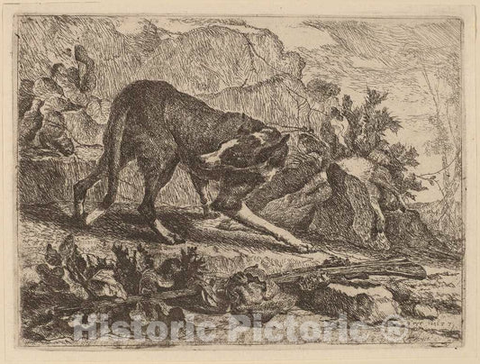 Art Print : Jan Fyt, Landscape with Greyhound and Rifle, 1642 - Vintage Wall Art