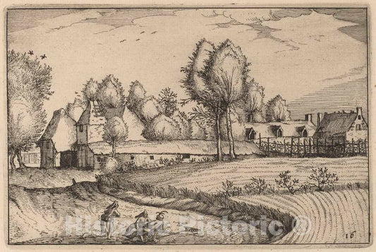Art Print : Visscher After Van Doetechum, Road Along a Field, 1612 - Vintage Wall Art