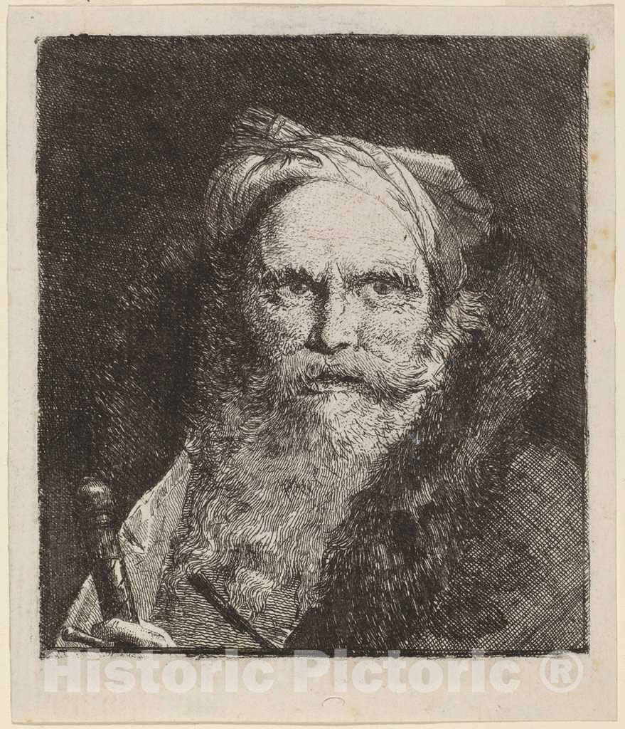 Art Print : Giovanni Domenico Tiepolo, Old Man with a Sword, c. 1762 - Vintage Wall Art