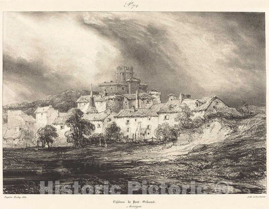 Art Print : EugÃ¨ne Isabey, ChÃ¢teau de Pont-Gibaud - Vintage Wall Art