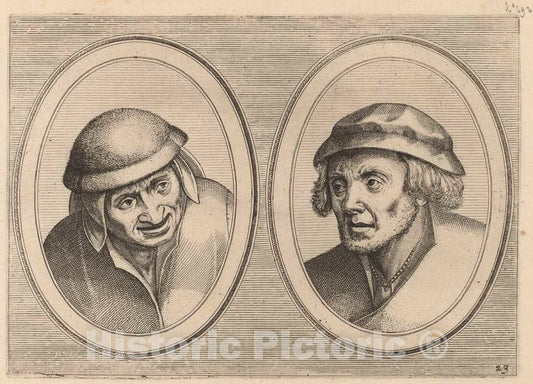 Art Print : Doetechum After Brugel The Elder, Ael Pieter-Mans and Bedorve Sloof om't Geldt, c.1565 - Vintage Wall Art