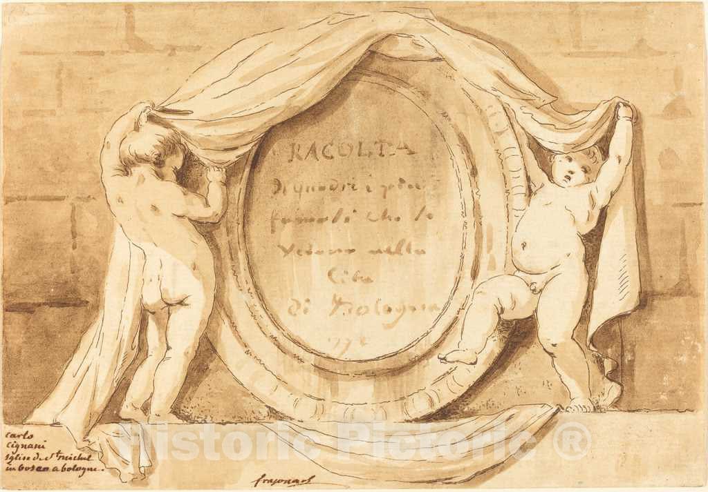 Art Print : Saint-Non After Fragonard, Oval Design from The Church of San Michele de Bosco, Bologna, c.1771 - Vintage Wall Art