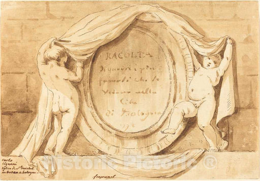 Art Print : Saint-Non After Fragonard, Oval Design from The Church of San Michele de Bosco, Bologna, c.1771 - Vintage Wall Art
