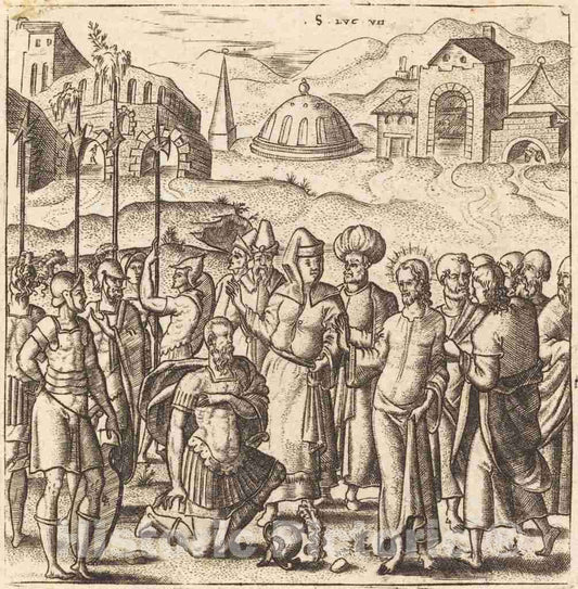 Art Print : LÃ©onard Gaultier, Christ and The Centurion, c.1578 - Vintage Wall Art