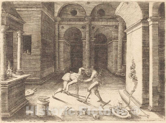 Art Print : Jean de Gourmont I, Two Apprentices Fighting - Vintage Wall Art