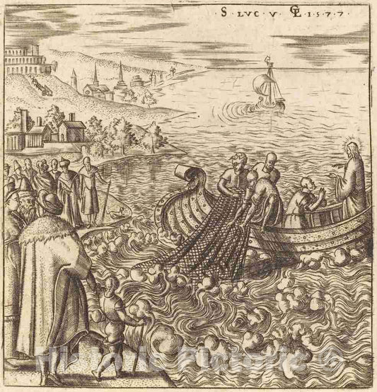 Art Print : LÃ©onard Gaultier, The Miraculous Draught of Fishes, 1577 - Vintage Wall Art