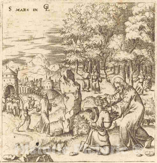 Art Print : LÃ©onard Gaultier, The Epileptic Child Healed, c.1578 - Vintage Wall Art