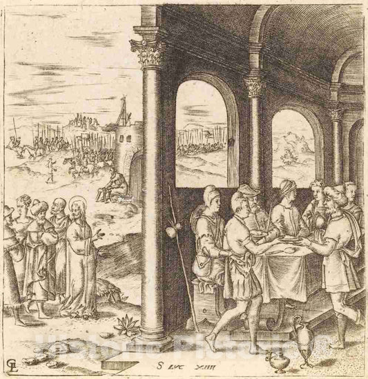 Art Print : LÃ©onard Gaultier, Christ Journeying to The House of a Pharisee, c.1578 - Vintage Wall Art