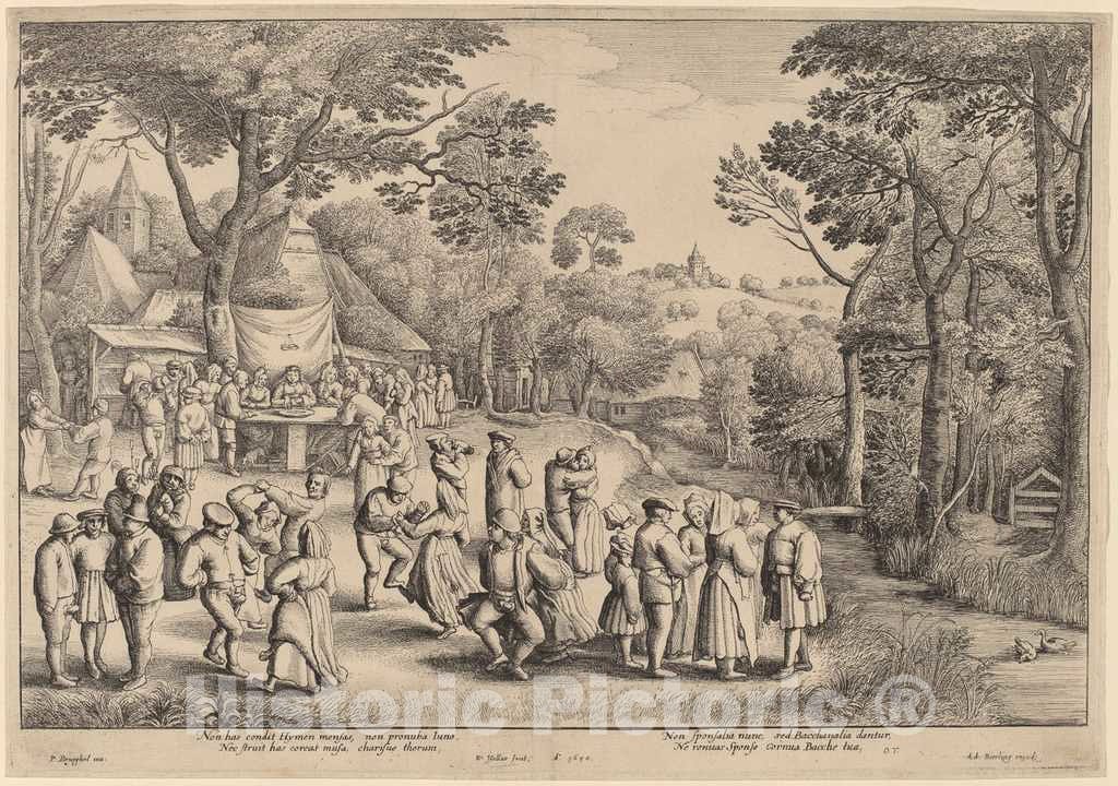 Art Print : Hollar After Jan Brueghel, Rustic Wedding Dance, 1650 - Vintage Wall Art