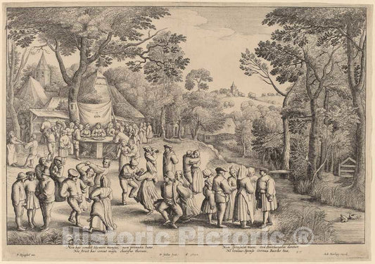 Art Print : Hollar After Jan Brueghel, Rustic Wedding Dance, 1650 - Vintage Wall Art