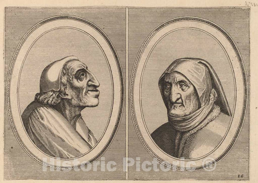 Art Print : Doetechum After Brugel The Elder, Pater Muylaert and Mater Bille-bloots, c.1565 - Vintage Wall Art