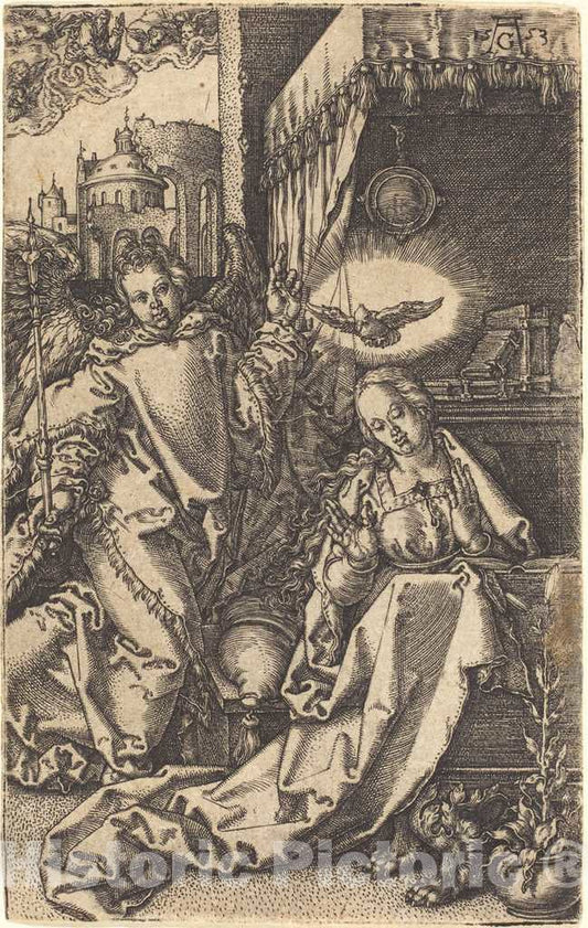 Art Print : Aldegrever, The Annunciation, 1553 - Vintage Wall Art