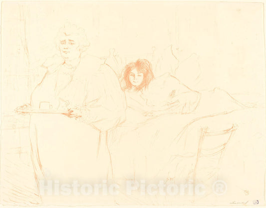 Art Print : Henri de Toulouse-Lautrec, Woman with a Tray (Femme au Plateau), 1896 - Vintage Wall Art