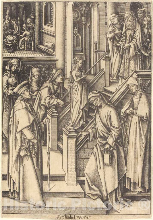 Art Print : Meckenem After Hans Holbein The Elder, The Presentation of The Virgin, c.1495 - Vintage Wall Art