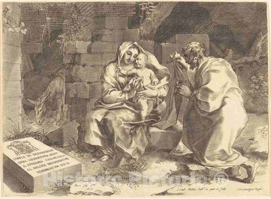 Art Print : Claude Mellan, The Holy Family - Vintage Wall Art