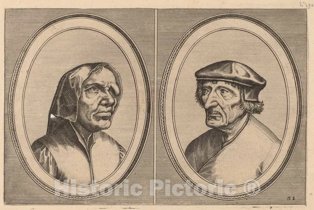 Art Print : Doetechum After Brugel The Elder, Trijn Bulle-bacx and Voorsichtighe Oenne, c.1565 - Vintage Wall Art