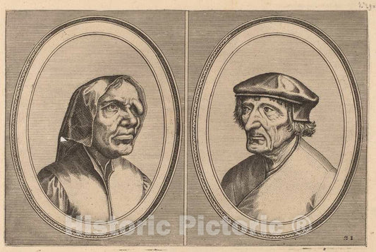 Art Print : Doetechum After Brugel The Elder, Trijn Bulle-bacx and Voorsichtighe Oenne, c.1565 - Vintage Wall Art