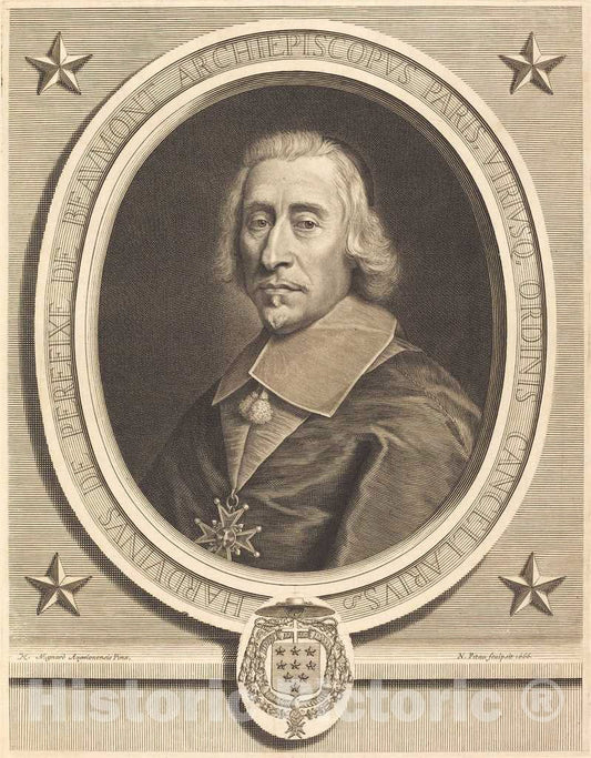 Art Print : Nicolas Pitau I After Mignard I, Perefixe de Beaumont, 1666 - Vintage Wall Art