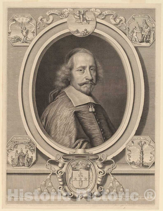 Art Print : Schuppen After Mignard I, Cardinal Jules Mazarin, 1661 - Vintage Wall Art