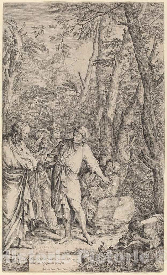 Art Print : Salvator Rosa, Diogenes Casting Away his Bowl, 1662 - Vintage Wall Art