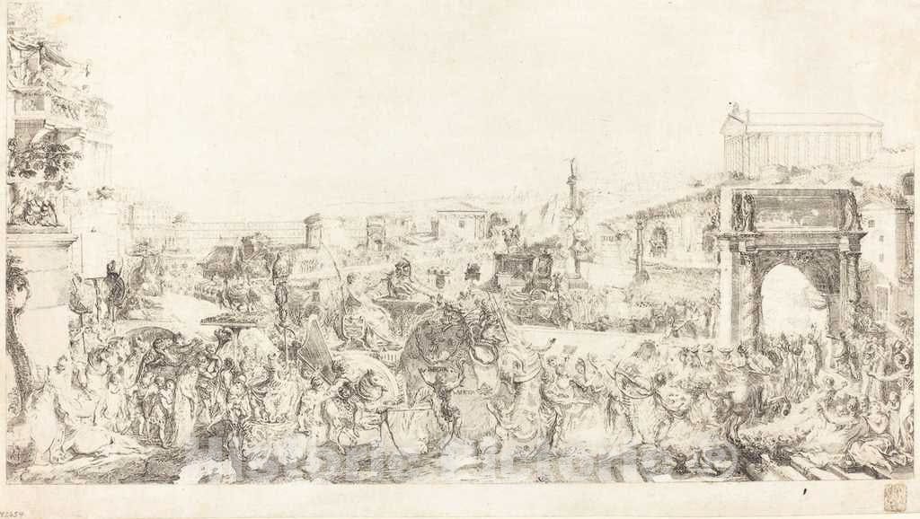 Art Print : Gabriel Jacques de Saint-Aubin, Triomphe de Pompee Dans Rome, 1775 - Vintage Wall Art