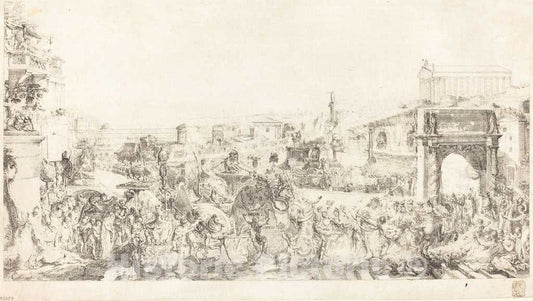 Art Print : Gabriel Jacques de Saint-Aubin, Triomphe de Pompee Dans Rome, 1775 - Vintage Wall Art
