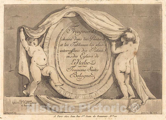 Art Print : Saint-Non After Fragonard, Oval Design, 1772 - Vintage Wall Art