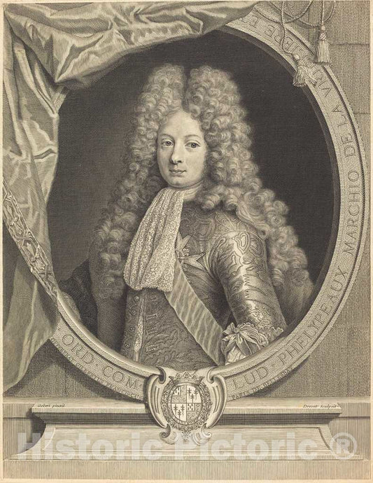 Art Print : Drevet After Gobert, Marquis de la Vrilliere, 1701 - Vintage Wall Art