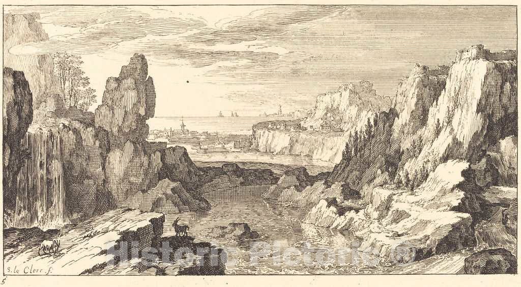 Art Print : SÃ©bastien Le Clerc I, Mountain Landscape, 1673 - Vintage Wall Art